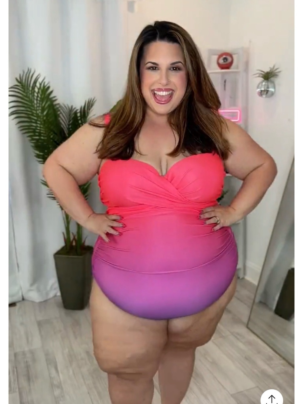 Plus Size Ombre Pink to Purple One-Piece Swimsuit